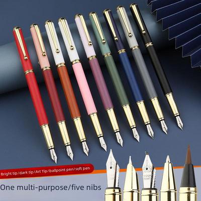 Vielseitiger Füllfederhalter aus Metall: Kalligraphie- und Kugelschreiber mit mehreren Federn für den Einsatz im Büro und im Studium