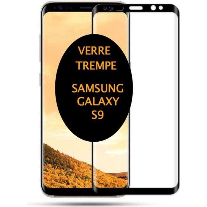 Film de protection - NOIR - Samsung Galaxy S9 - Verre trempé 9H - Protection intégrale - Résistant aux rayures