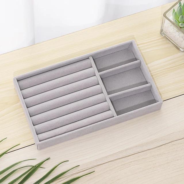 Acrylic Velvet Jewelry Organizer with 3 Drawers Stackable Display Storage Earrings Necklace Bracelets Box Holder Case for Women