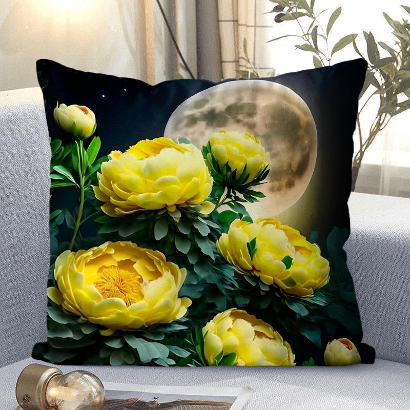 Rose Flower Print Decorative Pillowcase Bedroom Living Room Square Cushion Pillowcase