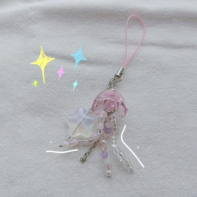 Jellyfish Beaded Phone Charm Purple Pink Key Chain with Star Cottage Core  Phone Charm Key Chain