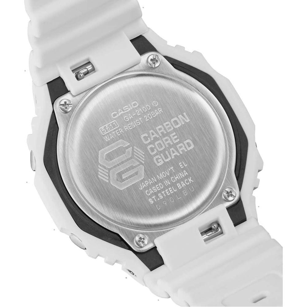 Casio Uni Quartz Watch with Plastic Analog-Digital Strap, GA-2100-7A7ER, White.