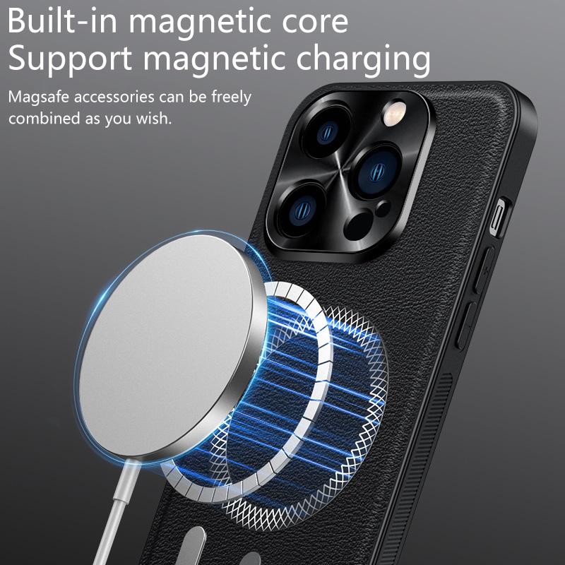 Luxury PU Leather Case For Apple iPhone 16e 16 15 14 13 12 11 Pro Max Plus Magsafe Magnetic Lens Protection Shockproof Cover