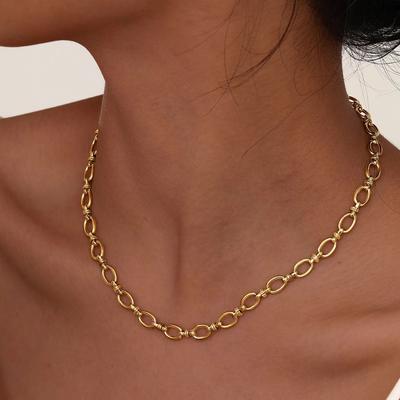 Stainless Steel Thin Chain Necklace For Women Girls,Female Fashion Retro Street Trend Handmade Neck Chain,Punk Party Jewelry