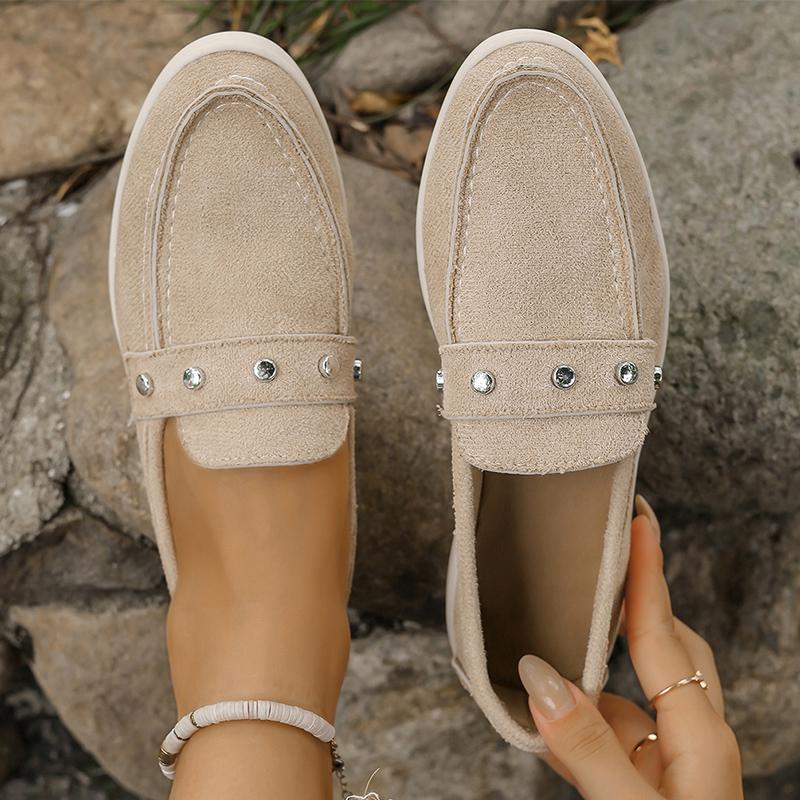 fashion Fashion Rivet Flat Women's Shoes Spring Autumn Faux Leather Suede Casual Flats Soft Bottom Comfortable Women Loafers