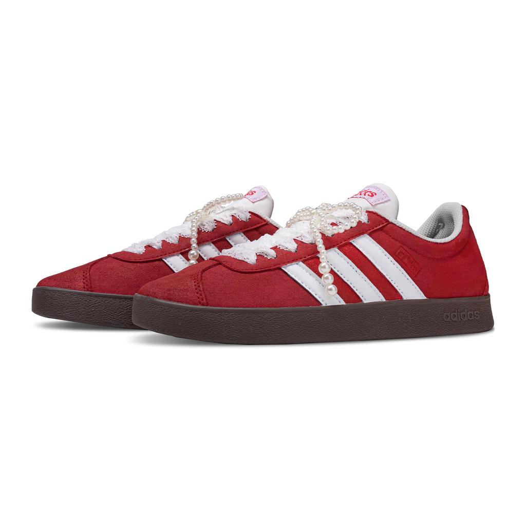 Adidas VL COURT 2.0 Dark Red Versatile Abrasion Resistant Low top Skateboard Shoes Unisex Red HQ1802(team1376-)