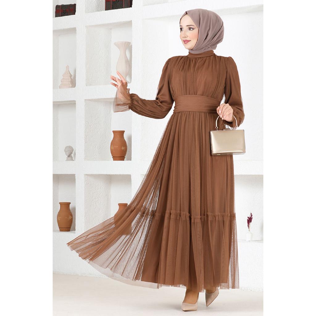 Belted Chiffon Evening Dress End5521 Taba