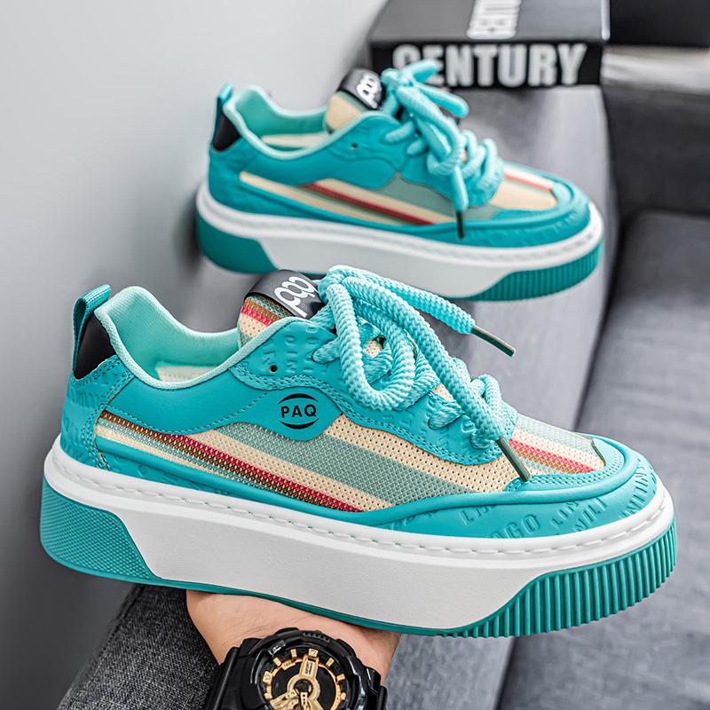 Sneakers Casual Mens Designer Soft Sole Board Shoes Fashion Leather Fabric Breathable Height Increased Flat Platform Board Shoe