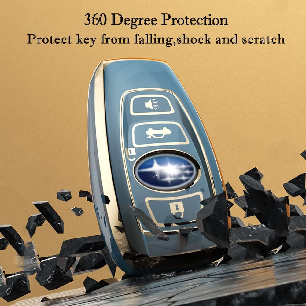 for Subaru Key Fob Cover with Keychain, for Forester Outback BRZ Legacy CrossTrek Premium Soft TPU 360 Degree Protection Key Case Remote Key Holder