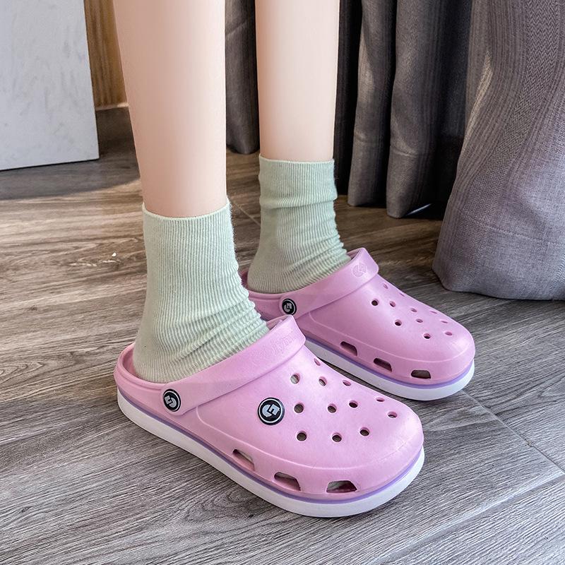 New hole shoes women's summer outer wear couple student cute beach shoes sandals shoes non-slip