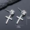 Punk Gold/ Color Cross Stud Earrings Hip Hop Rhinestone Piercing Studs For Women Men Ear Accessories Fashion Jewelry