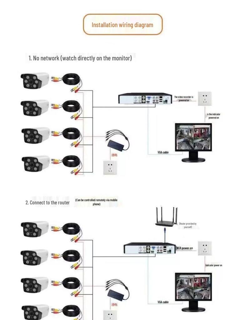 High-Definition Infrared Night Vision Wired Outdoor Camera with Wide-Angle Lens