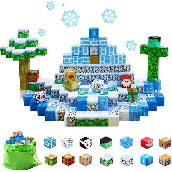 Magnetic Blocks Building Toys for Kids: 100PCS Magnet Cubes Trains Set - Kids Toys for Christmas Birthday Gifts - Magnetic World for Boys & Girls 3+ XMS