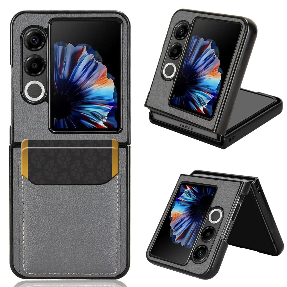 For ZTE Nubia Flip2 5G A404ZT Case Card Holder Litchi Texture Leather+PC Folding Phone Cover