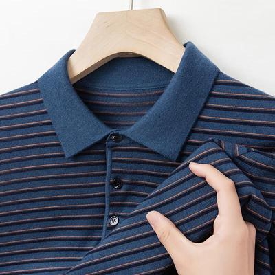 Yiliteng Men's Striped Lapel Knit Sweater