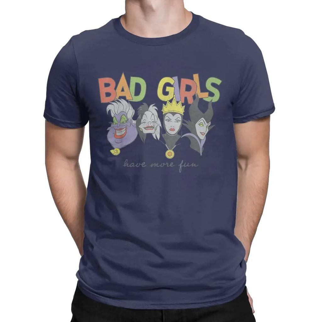 Princess Villains T-Shirt for Men Bad Girls Have More Fun Funny Pure Cotton Tees Round Neck Short Sleeve T Shirt Party Tops