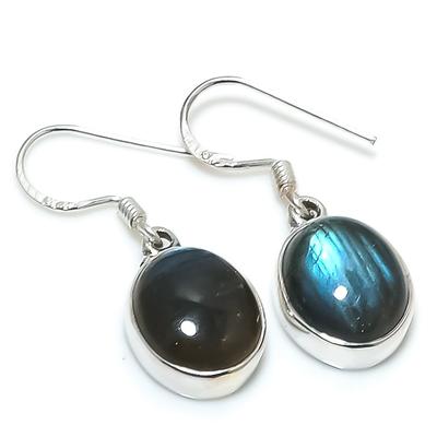Natural Labradorite Gemstone 925 Solid Sterling Silver Gift Earring 1.25" c3E24