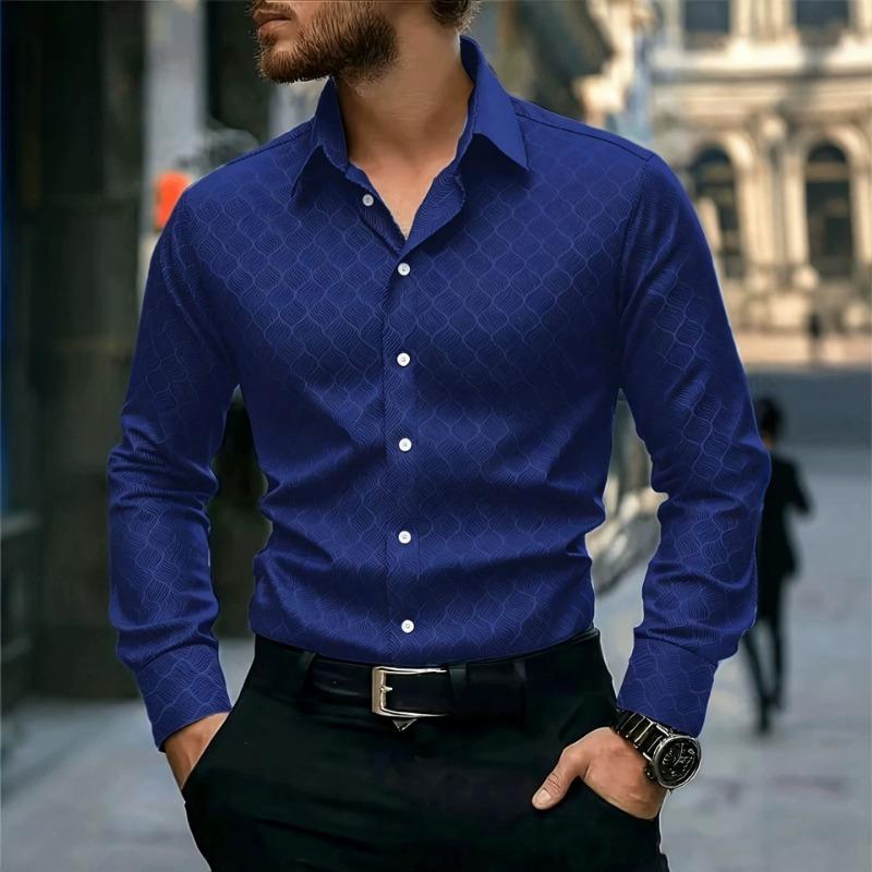 Men S Long Sleeve Digital Print Casual Business Shirt For Spring Autumn