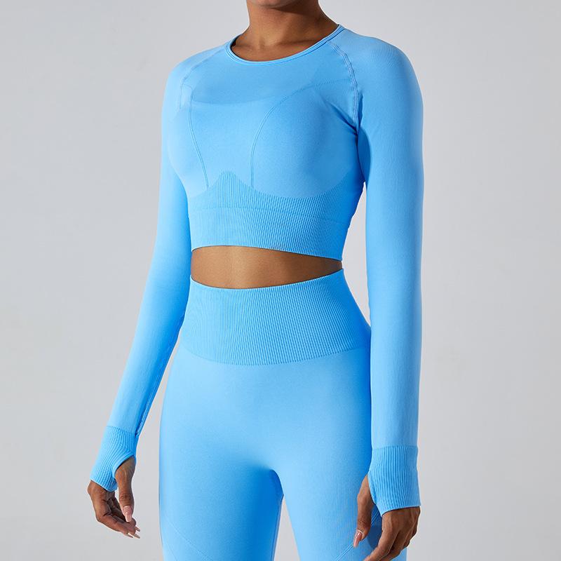 

Новый бесшовный быстросохнущий утягивающий топ для йоги женский с длинным рукавом футболка спортивная одежда для улицы бег фитнес топ XL