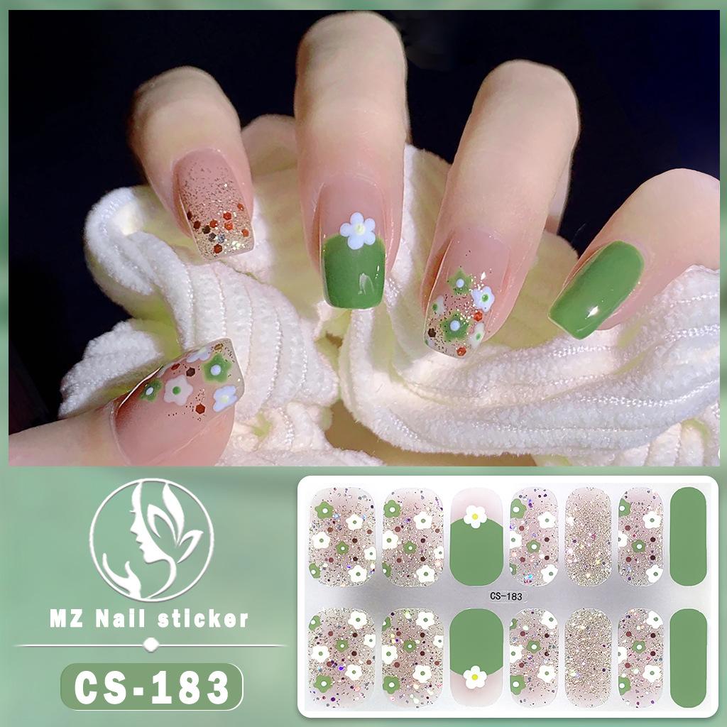 CS Waterproof No-Cure Gel Nail Wraps, Full Cover Japanese & Korean Style Heart Pattern Nail Stickers, Nail Patch Films