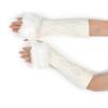 Teenagers Winter Half Finger Mitten Plush Cuffs Keep Warm Lengthen Wrist Gloves