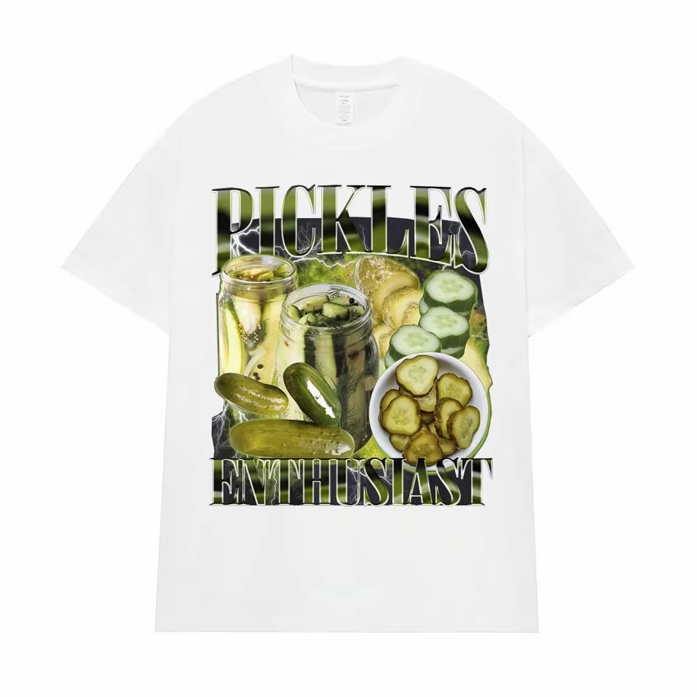 Vintage Pickle Enthusiast Funny Meme T Shirts Men Women Fashion Hip Hop Casual 90s Graphic T-shirt Tees Cotton Oversized T Shirt