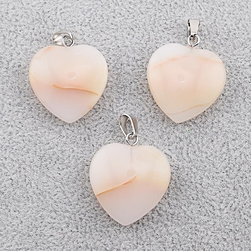 Heart-Shaped Crystal Glass Pendant Necklace with Colorful Natural Stone Accents
