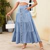 A-line Denim Skirt Female Summer Bohemian Layered Cake Skirt
