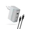 USB-C USB-A Wall Charger with Gan 100W Cable - White