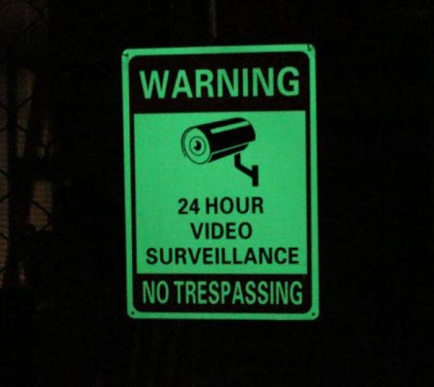 Security Sign Square Plate, Luminous,