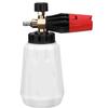 Adjustable Nozzle Foam Cannon, 1L Thick Bottle, 1/4" Quick Connect, 5 Nozzles with Base, for Pressure Washers, Battery-Free