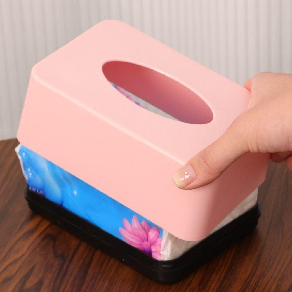 New Plastic Tissue Box Square Durable Napkin Holder Solid Color Paper Towel Box Home Use