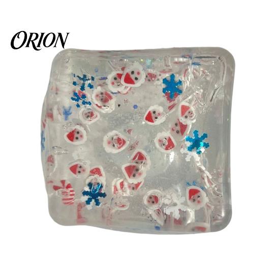 Ice Cube Sensory Toys Christmas Squeeze Toy, Confetti Filled Stress Relief Hand Therapy Balls Slow Rebound Clear for Anxiety Reduction Party Favors