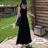 Black Slim-fitting Sleeveless Chest Pad Long Dress Women's Summer Popular New Skirt Slim Small Black Dress