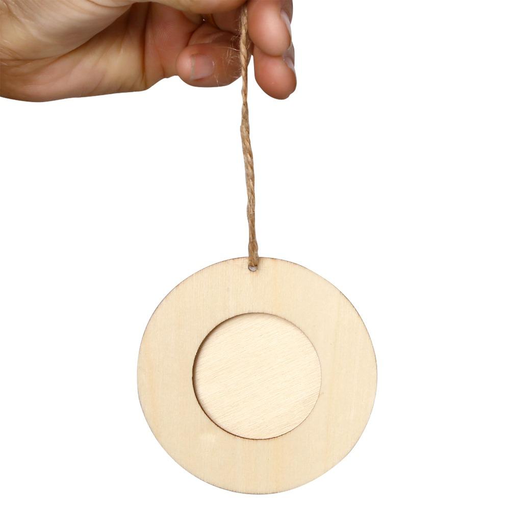 10Pcs Set Hanging Rope Round Wooden Frame 3.94in DIY Wooden Crafts  DIY Crafts Project