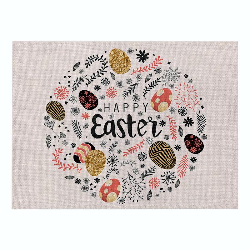 Easter meal mat, cartoon rabbit kitchen insulation coaster, heat-resistant cotton and linen Western style mat home decor