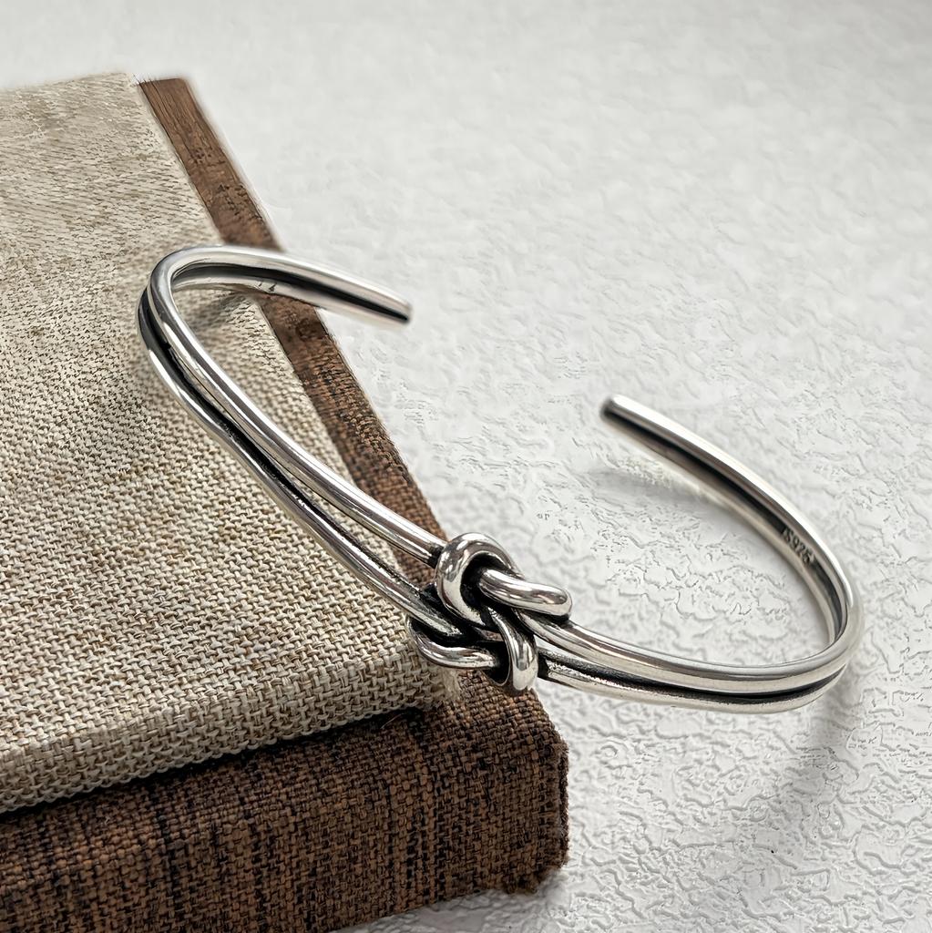 PANJBJ 925 Sterling Silver Irregular Geometry Texture Bangle Bracelet for Women Girl Minimalism Jewelry Gift Dropshipping