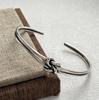 PANJBJ 925 Sterling Silver Irregular Geometry Texture Bangle Bracelet for Women Girl Minimalism Jewelry Gift Dropshipping