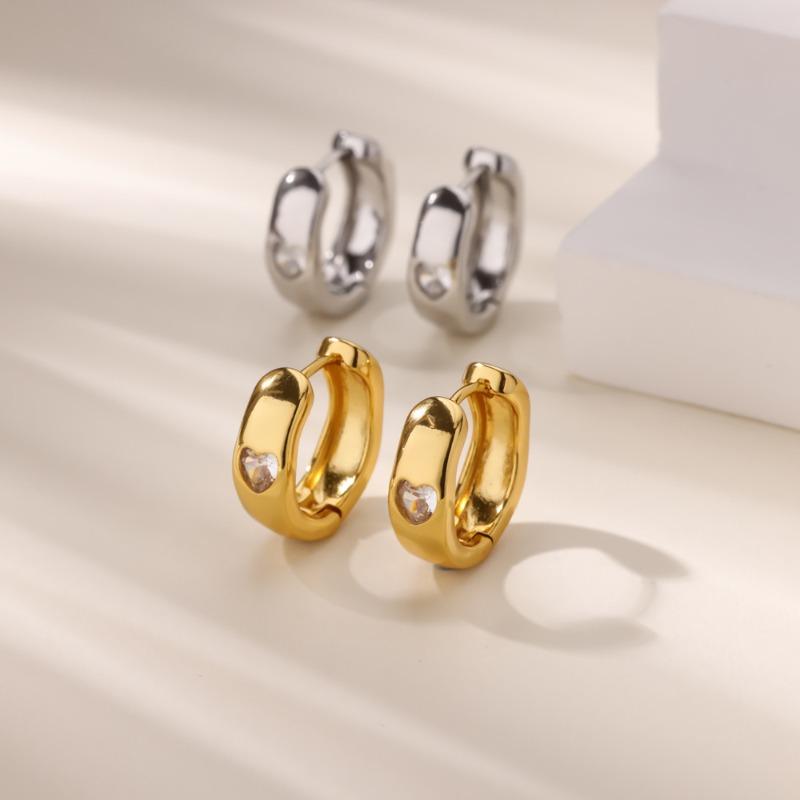 Light luxury diamond-set double-layer zircon ear buckle earrings butterfly love high-end fashion versatile earrings