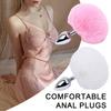 Stainless Steel Anal Plugs with Faux Fur Bunny Tail Tapered Silicone-Free Butt Plugs for Beginners Comfortable Easy Insertion Discreet Adult Toy