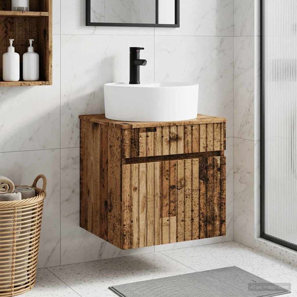 Wall Mounted Washbasin Vanity Unit Reclaimed Wood 49 x 44.5 x 65 cm