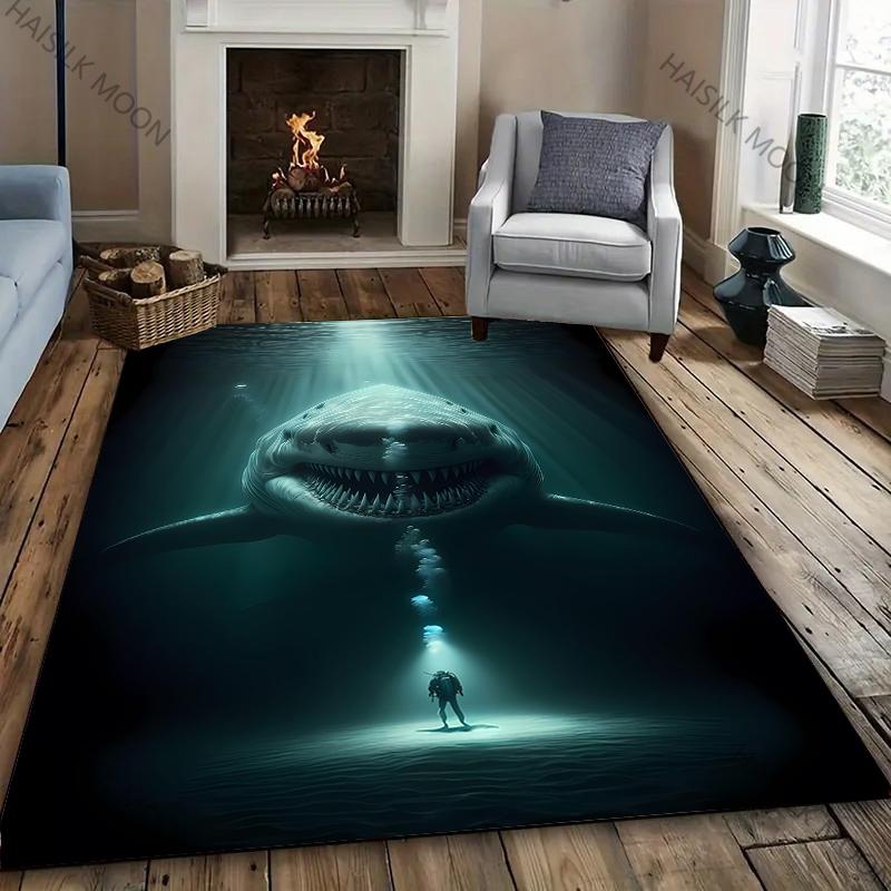 

Коврики «Атака акулы!» Противоскользящая Звукоизоляция, Коврики для Гостиной Спальни Входной Двери, Дивана, Офиса, Декоративный Ковер в Современном Стиле 60x90(23x35in)