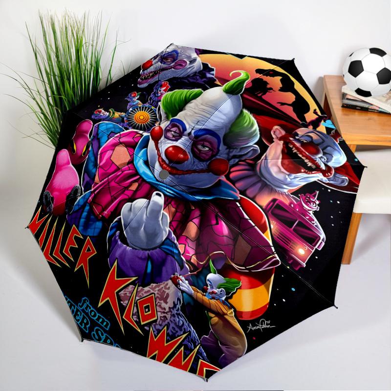 Clown Horror Umbrella Folding Umbrella, Automatic Umbrella 8-Frame for Travel, Camping Use Gift for Halloween Christmas