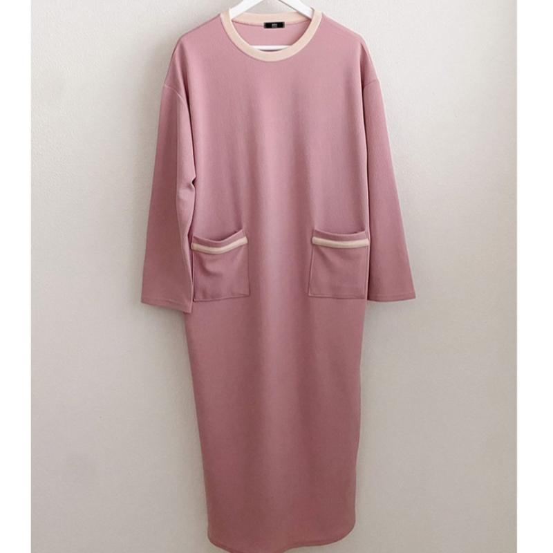 Shop Women Round Drop Shoulder Loose Fit Color Block Long Dress Ara Wdr 3030