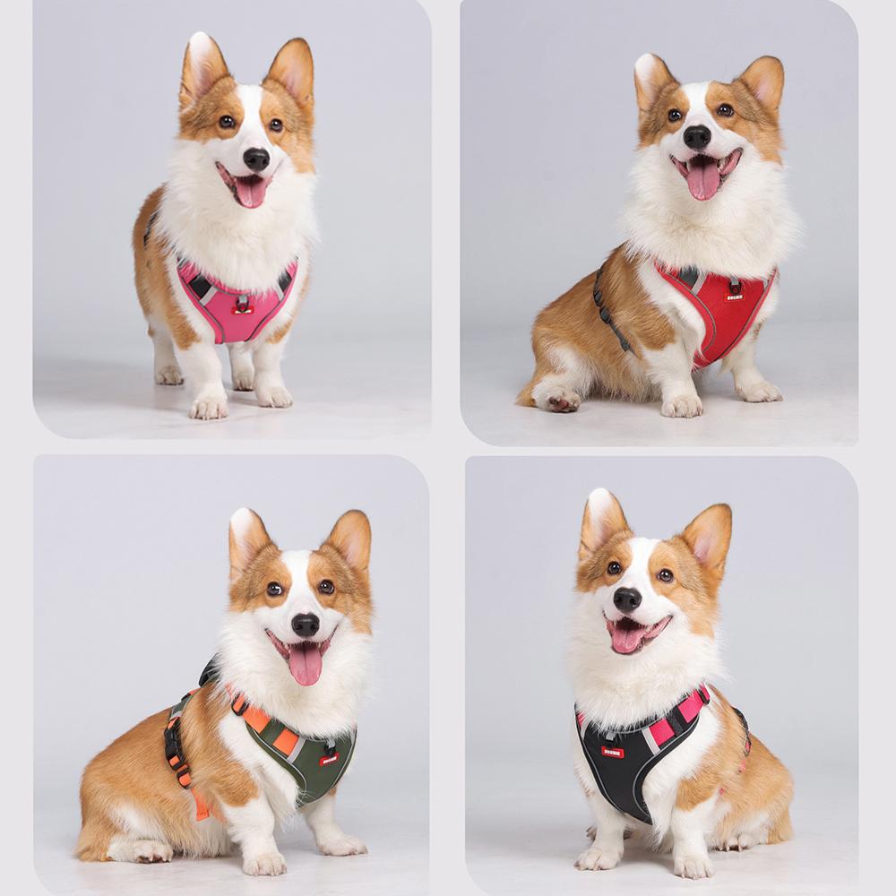 Reflective Dog Harness with Airtag Holder, Escape Proof Anti Lost Pet Vest, Highly Visible Adjustable Safety GPS Tracking