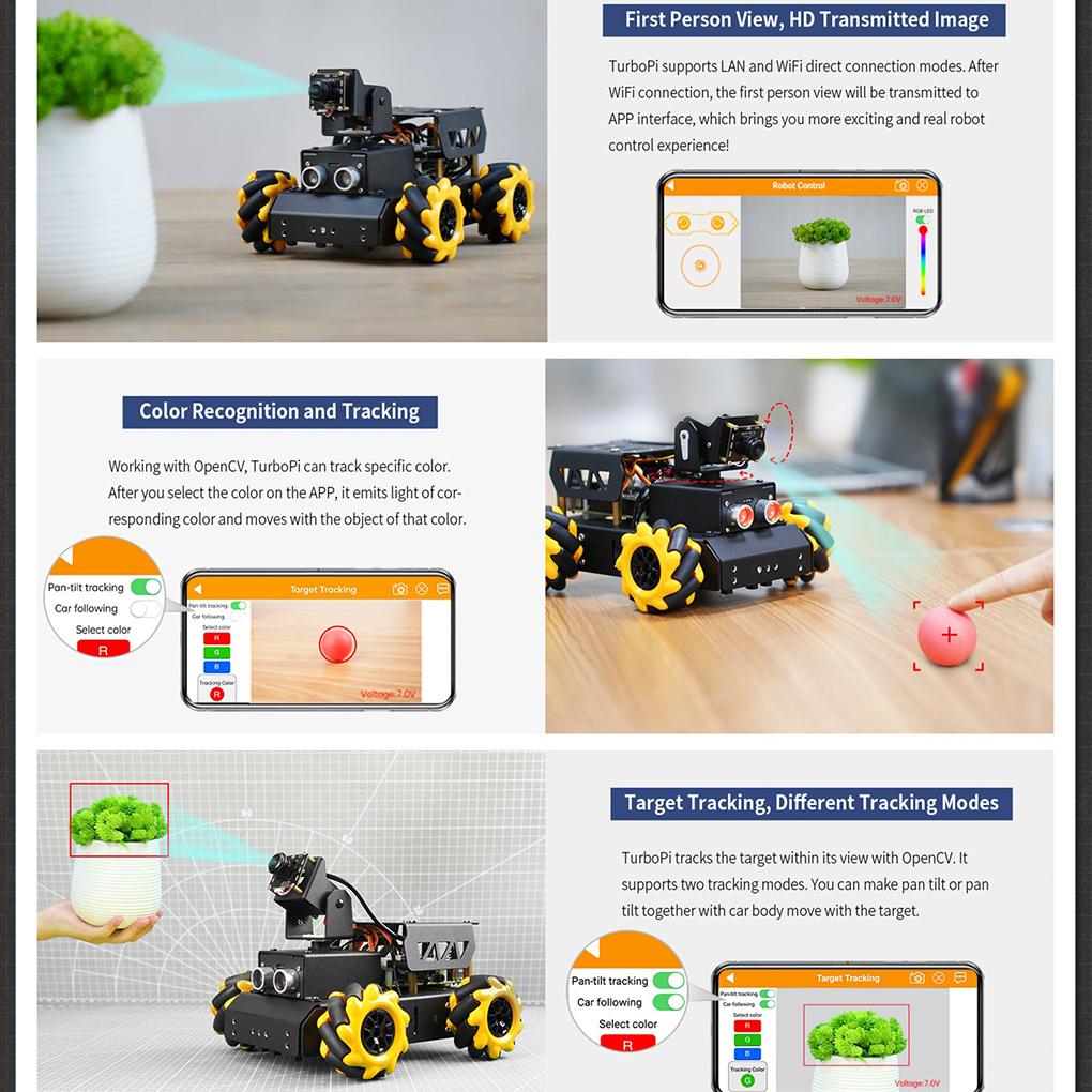 Smart Car TurboPi Mecanum Wheel Motor 4WDRobot Car forStarters Open Source Programmable Robot Car DIY Kit forRaspberry Pi 4B 8GB