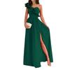 Women One Shoulder Sleeveless Maxi Dress with Side Slit and Ruffle Detail Elegant Evening Gown for Casual and Formal Occasions