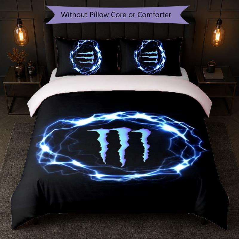 Monster Energy Print 3-delige Dekbedovertrekset 1 Dekbedovertrek en 2 Kussenslopen Zacht Beddengoed Voor Huishoudelijke Slaapkamer