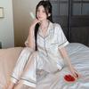 Ice Silk Women'S Pajamas Summer Light Luxury Zebra Pattern Short-Sleeved Thin Loungewear Fashion Suit