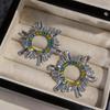 Silver Needle Niche Fashion Rhinestone Geometric Stud Earrings: Light Luxury, High-End Feel, Exaggerated Design for Women.